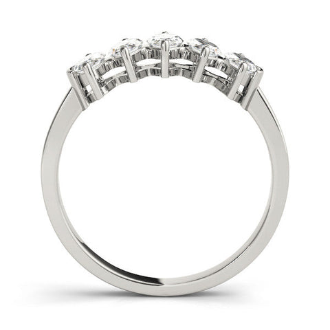 Platinum Five Stone Marquise Diamond Prong Set White Gold Band
