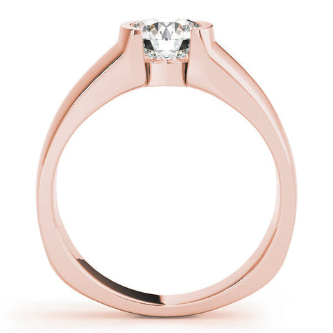 Rose gold Heart Solitaire Bezel Set Diamond Ring with Wide Band