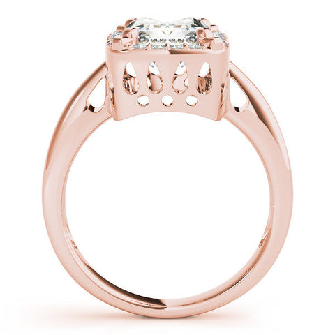 Rose gold Pear Cut Diamond Halo Engagement Ring with Split Shank and Four-Prong Setting