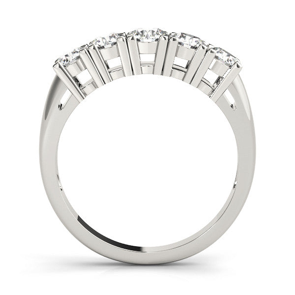 White gold Five-Stone Round Diamond Prong Set White Gold Band