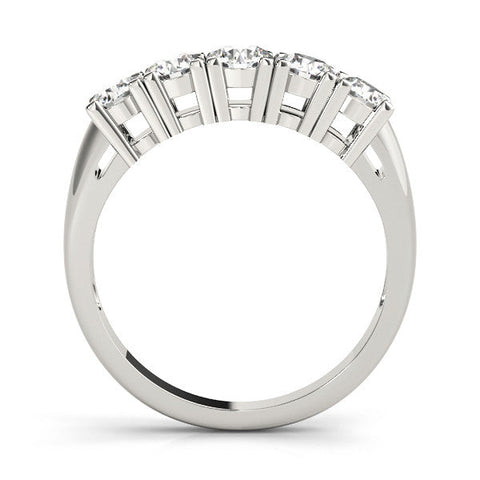 White gold Five-Stone Round Diamond Prong Set White Gold Band