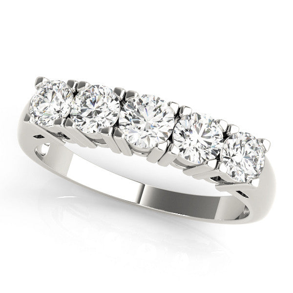 White gold Five-Stone Round Diamond Prong Set White Gold Band