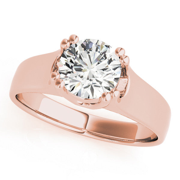 Rose gold Round Solitaire Diamond Ring with Six-Prong Cathedral Setting
