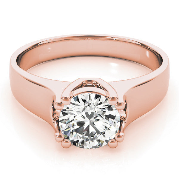 Rose gold Round Solitaire Diamond Ring with Six-Prong Cathedral Setting