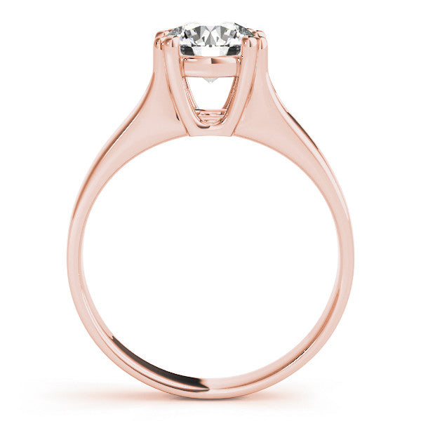 Rose gold Round Solitaire Diamond Ring with Six-Prong Cathedral Setting