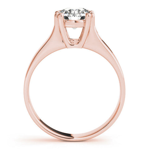 Rose gold Round Solitaire Diamond Ring with Six-Prong Cathedral Setting