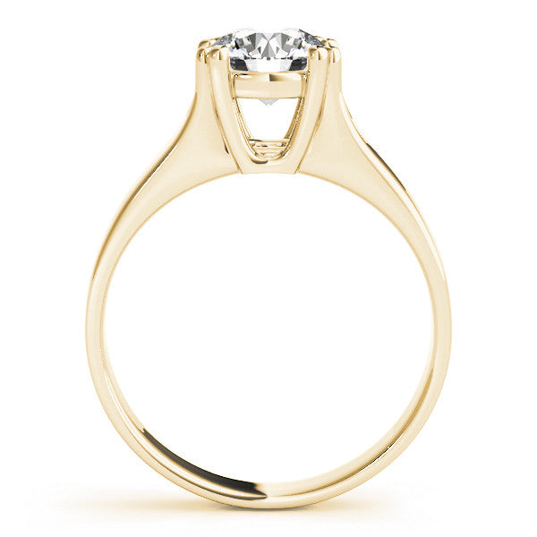 Yellow gold Round Solitaire Diamond Ring with Six-Prong Cathedral Setting