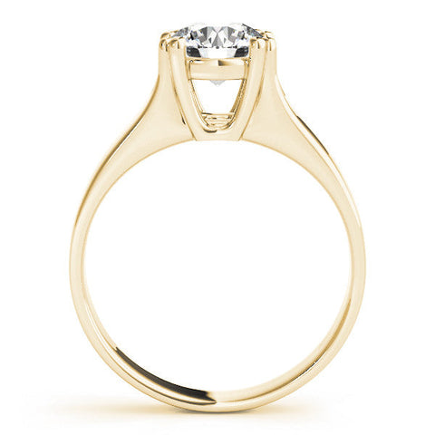 Yellow gold Round Solitaire Diamond Ring with Six-Prong Cathedral Setting