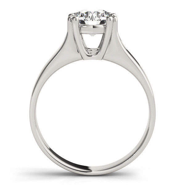 Platinum Round Solitaire Diamond Ring with Six-Prong Cathedral Setting