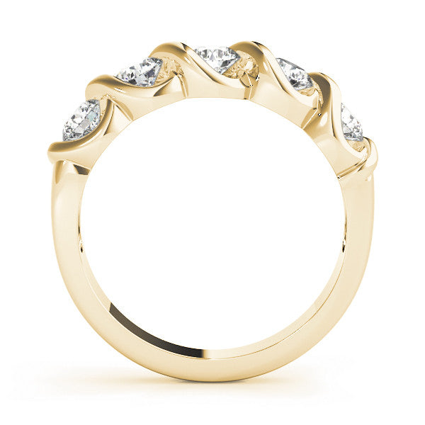 Yellow gold Twist Prong Round Diamond Eternity Band