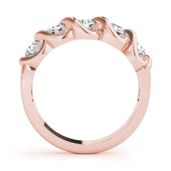 Rose gold Twist Prong Round Diamond Eternity Band