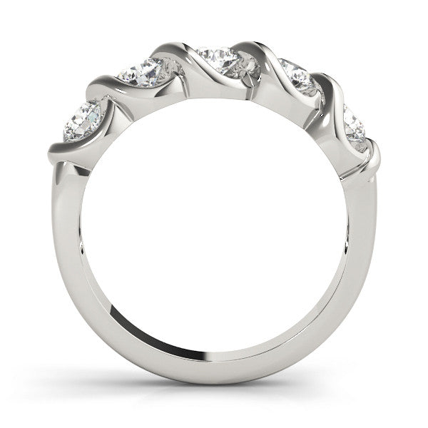 White gold Twist Prong Round Diamond Eternity Band