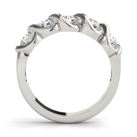 White gold Twist Prong Round Diamond Eternity Band