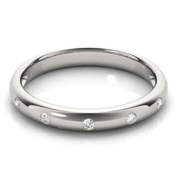 White gold Bezel Set Round Diamond Comfort Fit Band