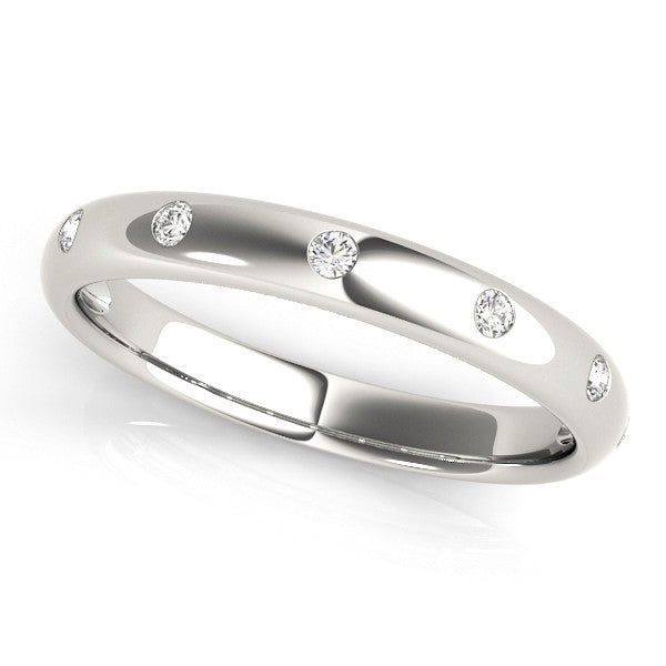 White gold Bezel Set Round Diamond Comfort Fit Band