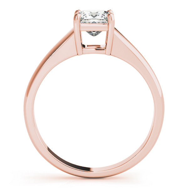 Rose gold Princess Cut Solitaire Ring with Split Shank and Four-Prong Setting