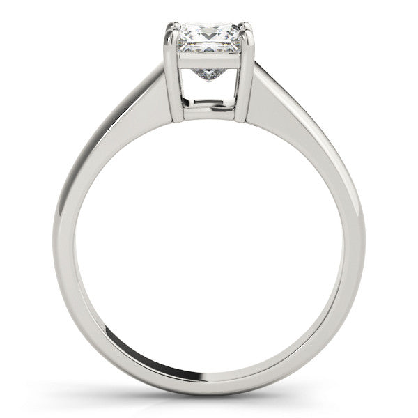 Platinum Princess Cut Solitaire Ring with Split Shank and Four-Prong Setting