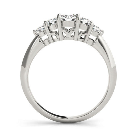 Platinum Five-Stone Round Brilliant Diamond Prong Set White Gold Band