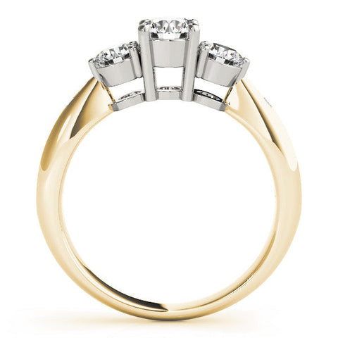 Yellow gold Three-Stone Cushion Diamond Channel Set Engagement Ring with Prong Setting