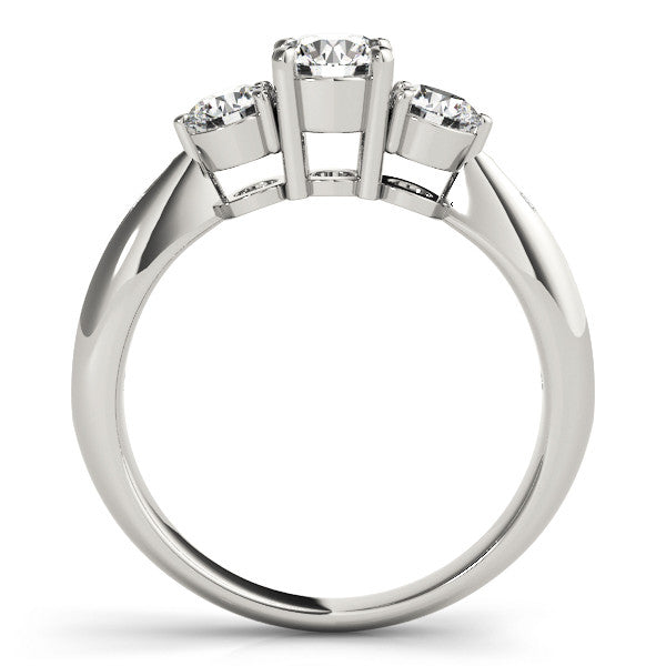 Platinum Three-Stone Cushion Diamond Channel Set Engagement Ring with Prong Setting