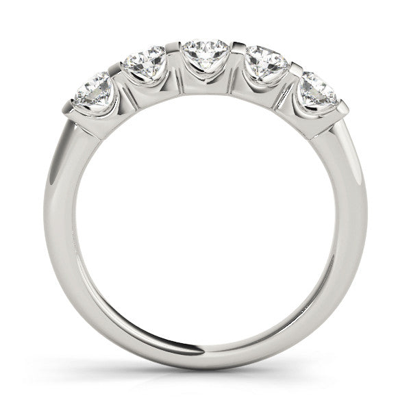 Silver Five-Stone Round Diamond Channel Set Silver Band
