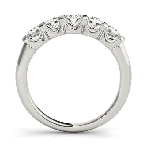 White gold Five-Stone Round Diamond Channel Set White Gold Band