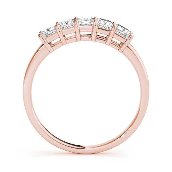 Rose gold Princess Cut Five-Stone Diamond White Gold Band with Prong Setting