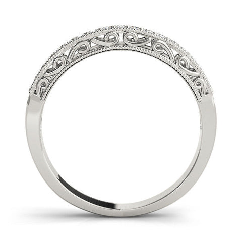 White gold Round Diamond Pavé Milgrain White Gold Eternity Band