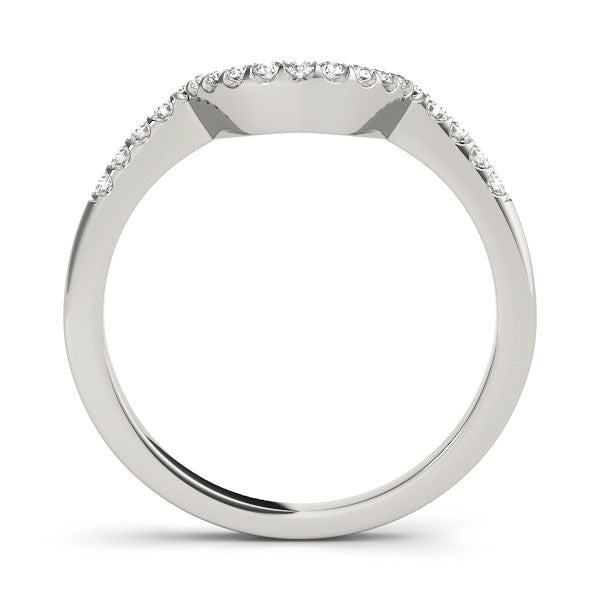 White gold Pavé Round Diamond Contour Band with U-Prong Setting