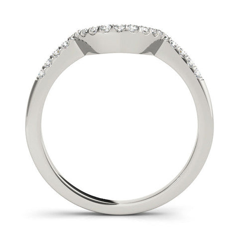 Silver Pavé Round Diamond Contour Band with U-Prong Setting
