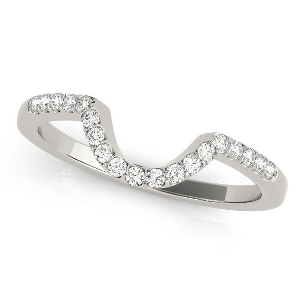 Platinum Pavé Round Diamond Contour Band with U-Prong Setting