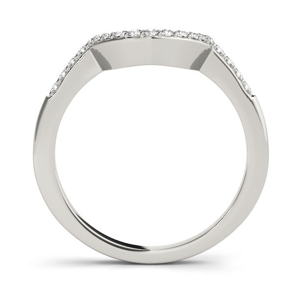 Platinum Pavé Round Diamond Contour Band with Prong Setting