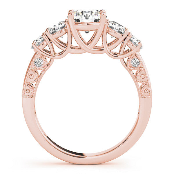 Rose gold Five-Stone Round Diamond Pave Band with Prong Setting