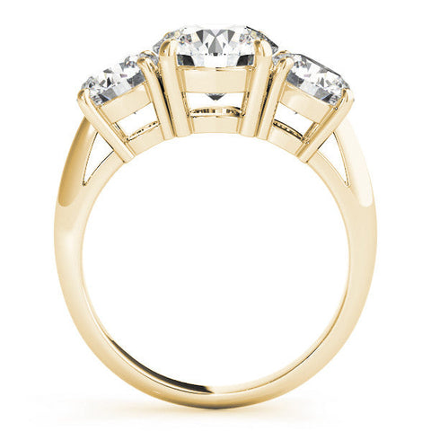 Yellow gold Three-Stone Marquise Cut Diamond Engagement Ring with Prong Setting on a White Gold Band