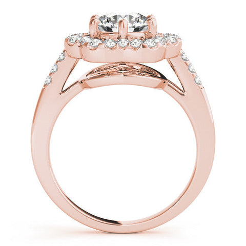 Rose gold Round Diamond Floral Halo Split Shank Prong Setting Ring