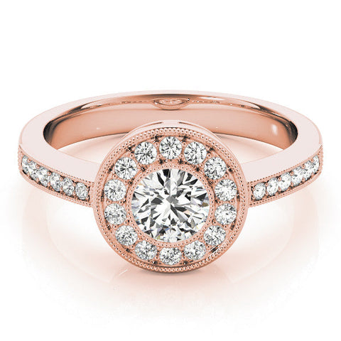 Rose gold Round Halo Pavé Diamond Engagement Ring