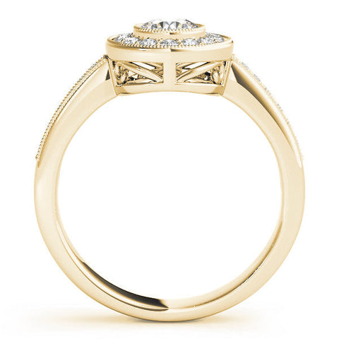 Yellow gold Round Halo Pavé Diamond Engagement Ring