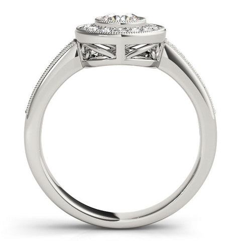 White gold Round Halo Pavé Diamond Engagement Ring