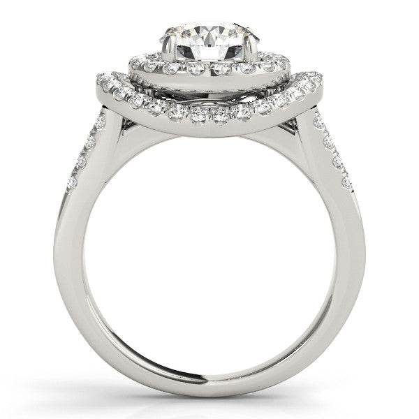 White gold Double Halo Round Diamond Split Shank Prong Setting Ring