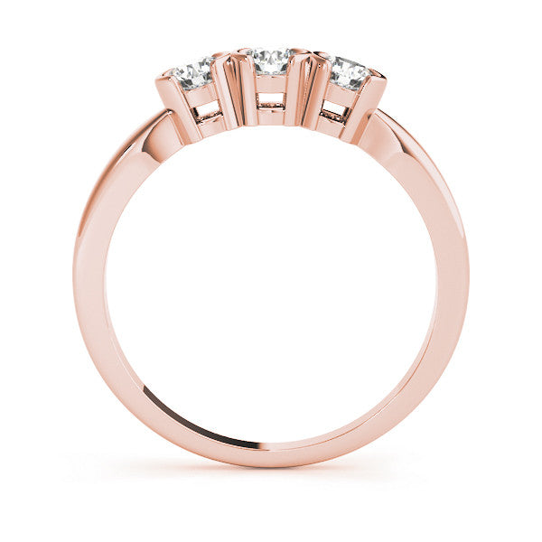 Rose gold Three-Stone Round Diamond Half Bezel Prong Band