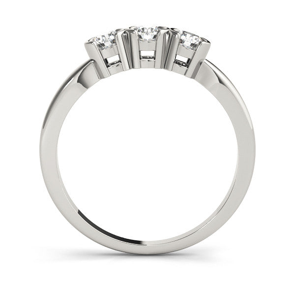 White gold Three-Stone Round Diamond Half Bezel Prong Band