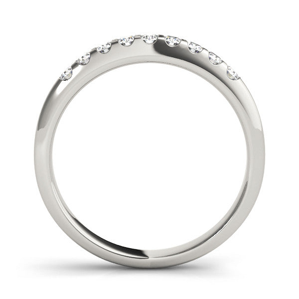 Silver Round Cut Diamond Half-Eternity Band with Shared Prong Setting