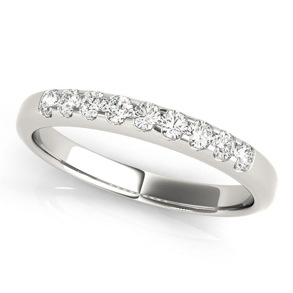 Silver Round Cut Diamond Half-Eternity Band with Shared Prong Setting