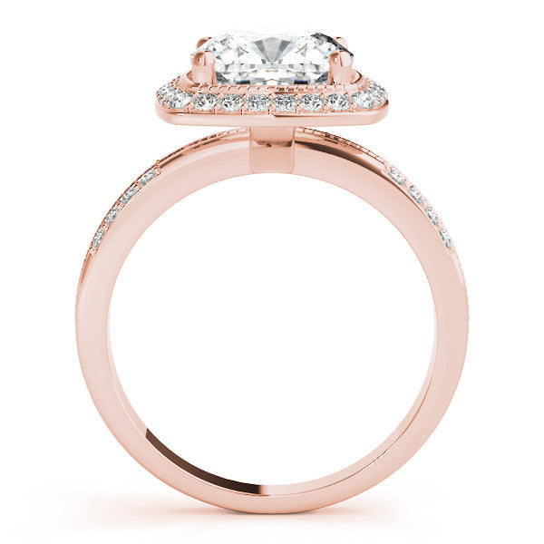 Rose gold Cushion Halo Pave Split Shank Prong Setting Ring