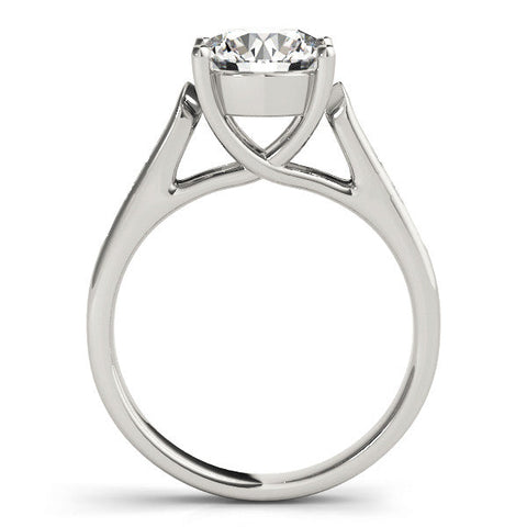 White gold Round Solitaire Cathedral Diamond Engagement Ring with Channel-Set Band and Four-Prong Setting