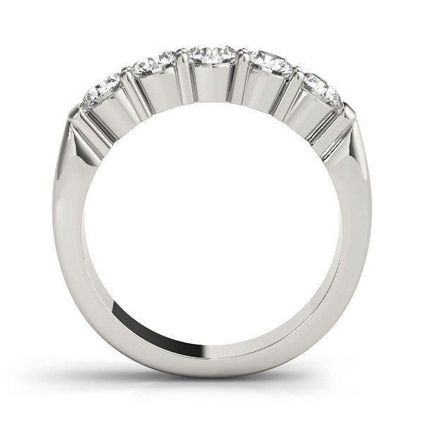 Silver Five-Stone Round Diamond Channel Band with Prong Setting