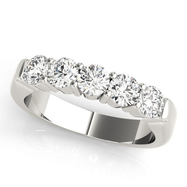 White gold Five-Stone Round Diamond Channel Band with Prong Setting