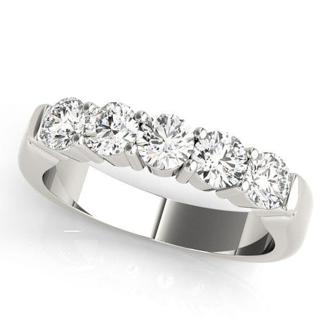 White gold Five-Stone Round Diamond Channel Band with Prong Setting
