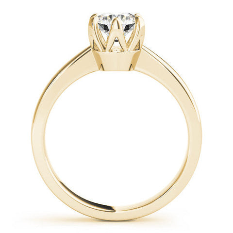 Yellow gold Round Solitaire Engagement Ring with Six-Prong Setting and Tapered Band