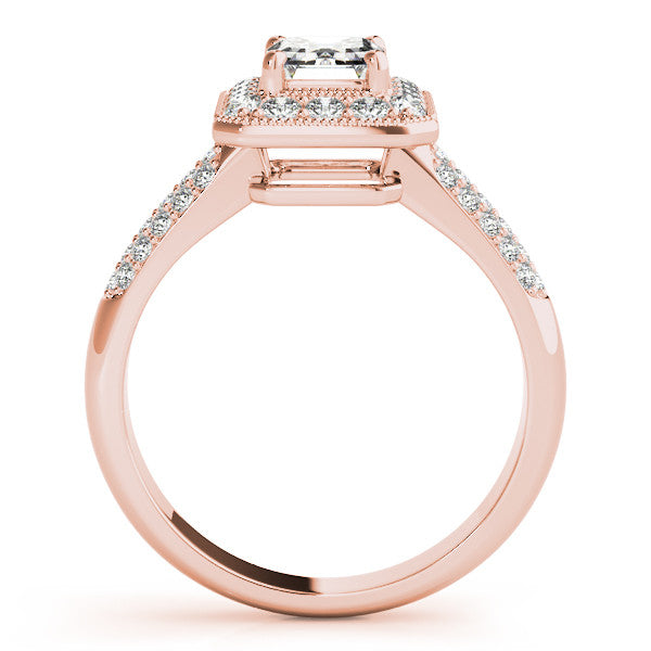 Rose gold Heart Cut Halo Diamond Pave Band with Four-Prong Setting